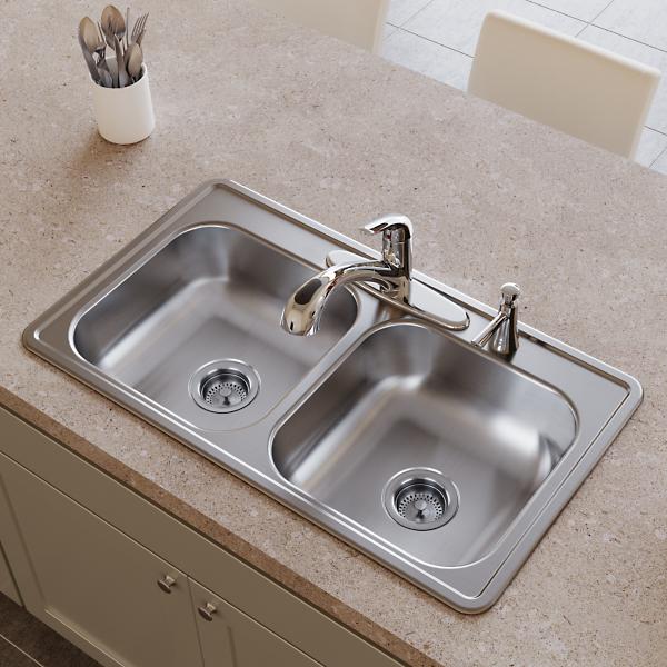 Elkay D23319 Dayton® Stainless Steel 33" x 19" x 6-7/16" Equal Double Bowl Drop-in Sink