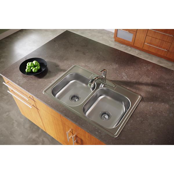 Elkay D23321 Dayton® Stainless Steel 33" x 21-1/4" x 6-9/16" Equal Double Bowl Drop-in Sink