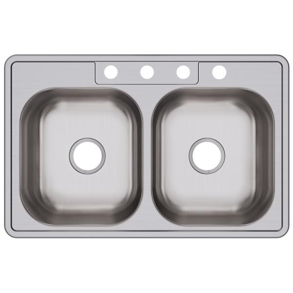 Elkay D23321 Dayton® Stainless Steel 33" x 21-1/4" x 6-9/16" Equal Double Bowl Drop-in Sink