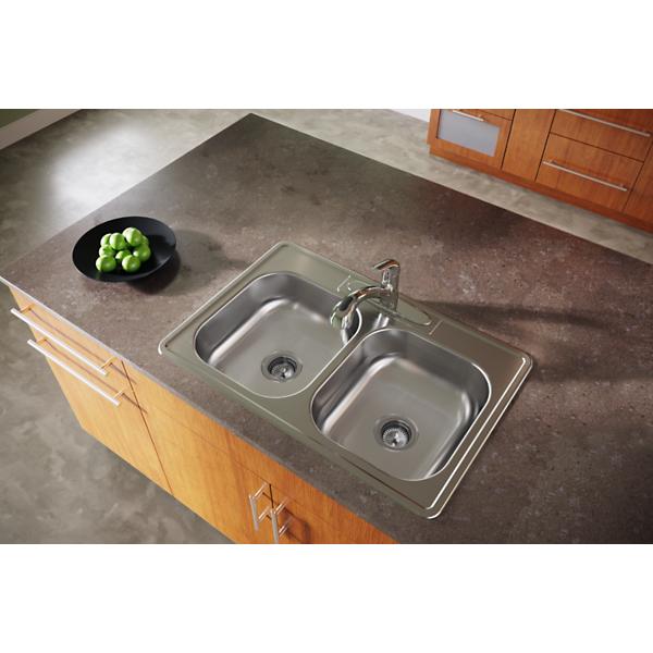 Elkay D23322 Dayton® Stainless Steel 33" x 22" x 6-9/16" Equal Double Bowl Drop-in Sink