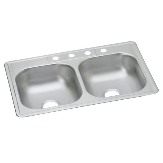 Elkay DW1023322 Dayton® Stainless Steel 33" x 22" x 6-9/16" Equal Double Bowl Drop-in Sink (10 Pack)