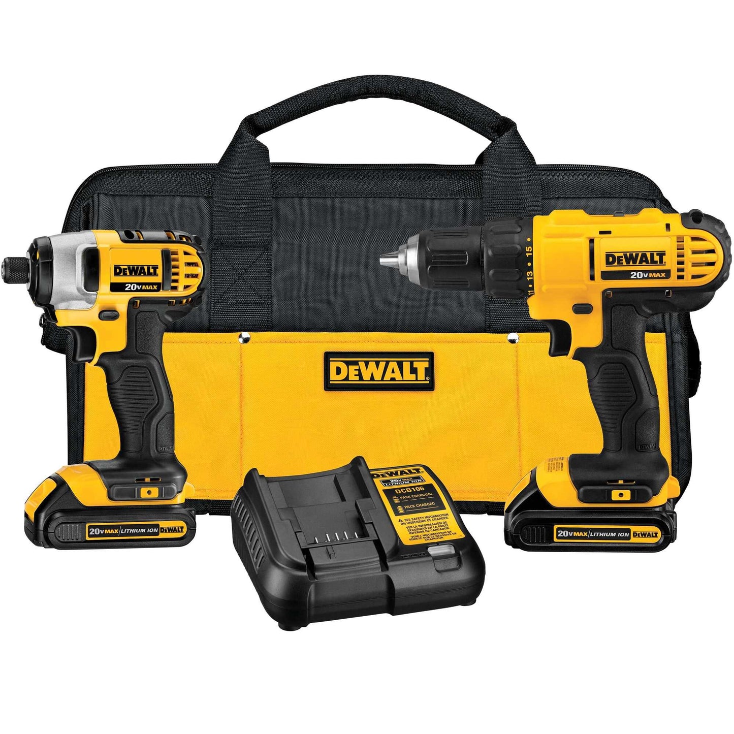 Dewalt DCK240C2 20V Max* Lithium Ion Drill Driver/Impact Driver Combo Kit(1.3 Ah)