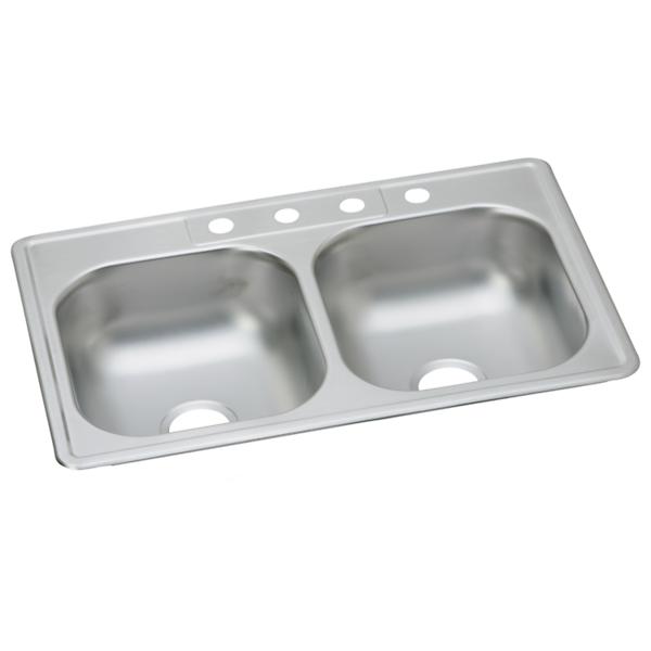 Elkay DDW1023322 Dayton® Stainless Steel 33" x 22" x 7-1/16" Equal Double Bowl Drop-in Sink (10 Pack)