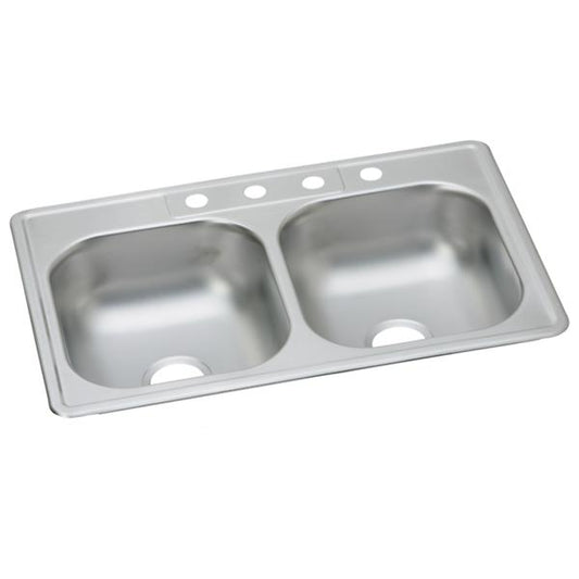 Elkay DD23322 Dayton® Stainless Steel 33" x 22" x 7-1/16" Equal Double Bowl Drop-in Sink