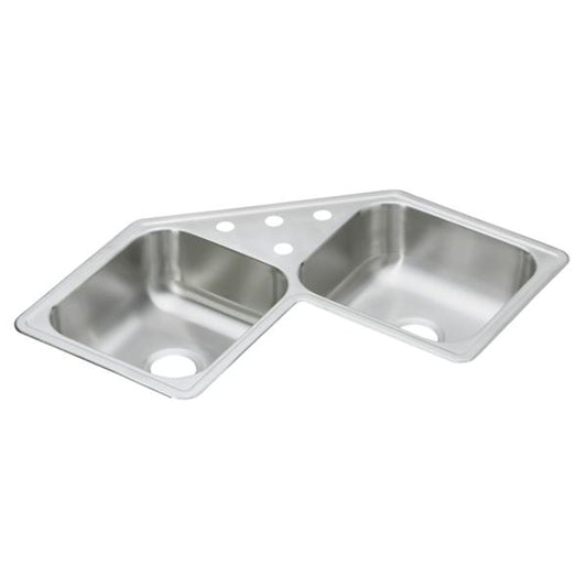 Elkay DE21732 Dayton® Stainless Steel 31-7/8" x 31-7/8" x 7" Equal Double Bowl Corner Sink