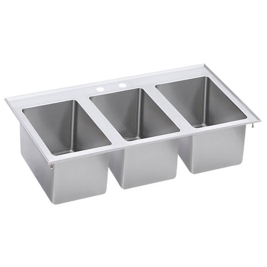 Elkay DI-3C-101410X Stainless Steel 37" x 19" x 10" 18 Gauge Three Drop-In Compartment Sink