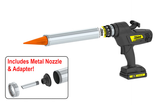 Albion Engineering DL-45-T17E 20oz Cordless Bulk Gun w/ Orange Cone Nozzles 18 Volt