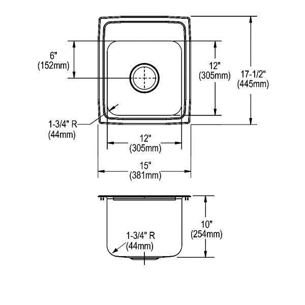 Elkay DLR151710 Lustertone® Classic Stainless Steel 15" x 17-1/2" x 10" Single Bowl Drop-in Sink