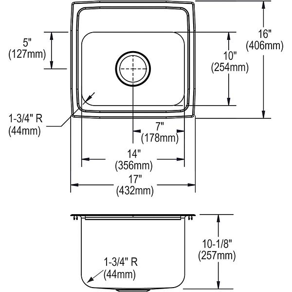Elkay DLR171610 Lustertone® Classic Stainless Steel 17" x 16" x 10-1/8" Single Bowl Drop-in Sink