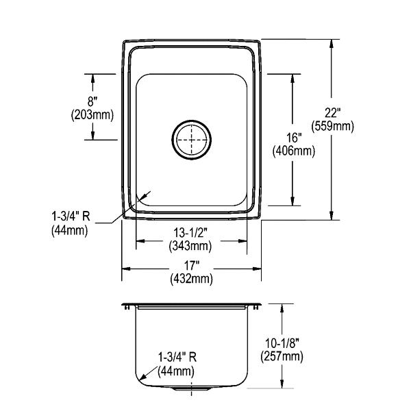 Elkay DLR172210 Lustertone® Classic Stainless Steel 17" x 22" x 10-1/8" Single Bowl Drop-in Sink