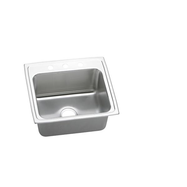Elkay DLRQ221910 Lustertone® Classic Stainless Steel 22" x 19-1/2" x 10-1/8" Single Bowl Drop-in Sink with Quick-clip