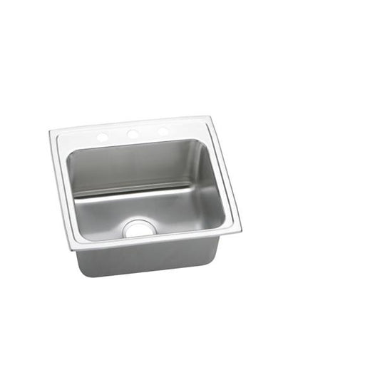 Elkay DLRQ221910 Lustertone® Classic Stainless Steel 22" x 19-1/2" x 10-1/8" Single Bowl Drop-in Sink with Quick-clip
