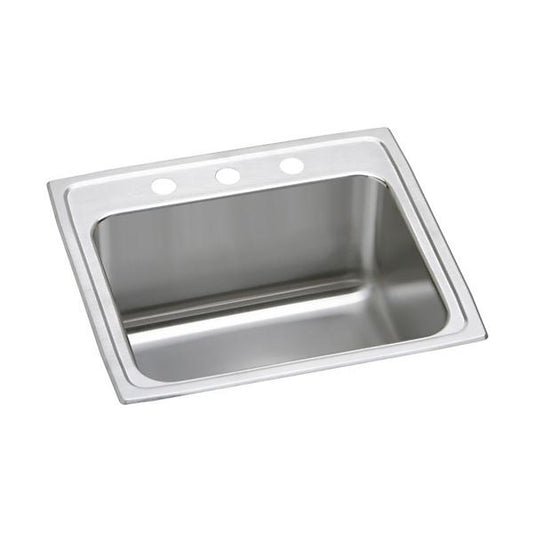 Elkay DLR252110PD Lustertone® Classic Stainless Steel 25" x 21-1/4" x 10-1/8" Single Bowl Drop-in Sink with Perfect Drain®