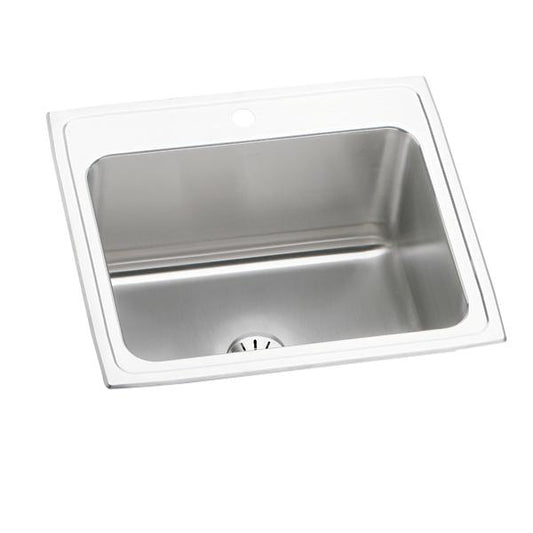 Elkay DLR252210PD Lustertone® Classic Stainless Steel 25" x 22" x 10-3/8" Single Bowl Drop-in Sink with Perfect Drain®