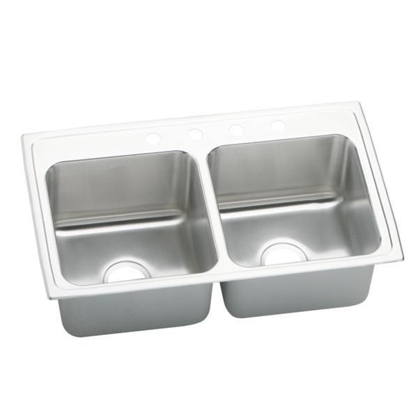 Elkay DLRQ331910 Lustertone® Classic Stainless Steel 33" x 19-1/2" x 10-1/8" Equal Double Bowl Drop-in Sink with Quick-clip