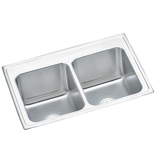 Elkay DLRQ332210 Lustertone® Classic Stainless Steel 33" x 22" x 10-1/8" Equal Double Bowl Drop-in Sink with Quick-clip