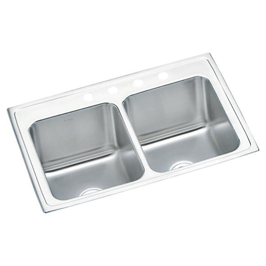 Elkay DLR332210 Lustertone® Classic Stainless Steel 33" x 22" x 10-1/8" Equal Double Bowl Drop-in Sink