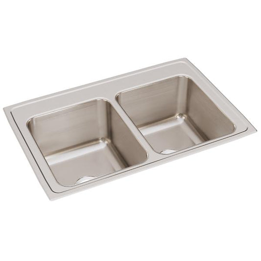 Elkay DLR332212 Lustertone® Classic Stainless Steel 33" x 22" x 12-1/8" Equal Double Bowl Drop-in Sink