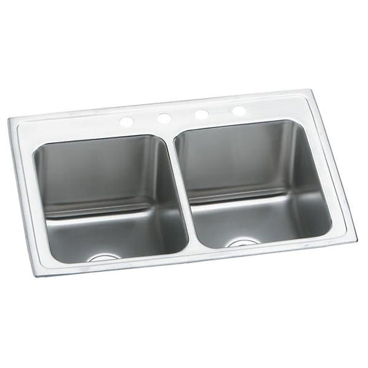 Elkay DLR251910 Lustertone® Classic Stainless Steel 25" x 19-1/2" x 10-1/8" Equal Double Bowl Drop-in Sink