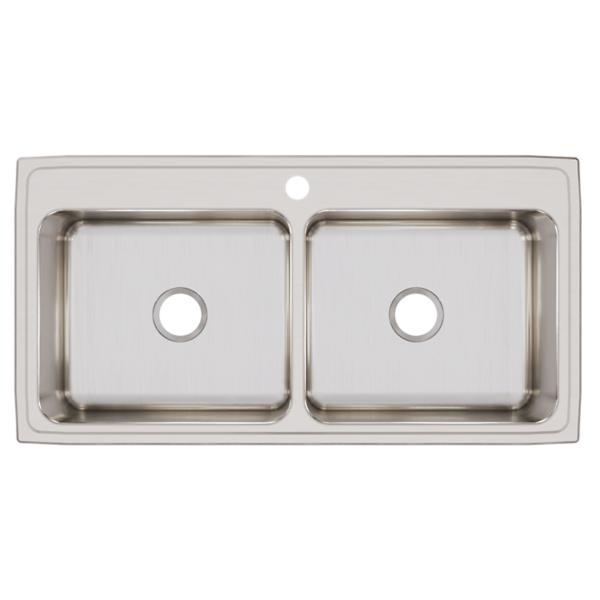 Elkay DLR432210 Lustertone® Classic Stainless Steel 43" x 22" x 10-1/8" Equal Double Bowl Drop-in Sink