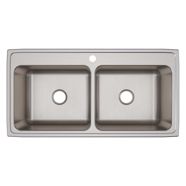 Elkay DLR432212 Lustertone® Classic Stainless Steel 43" x 22" x 12-1/8" Equal Double Bowl Drop-in Sink