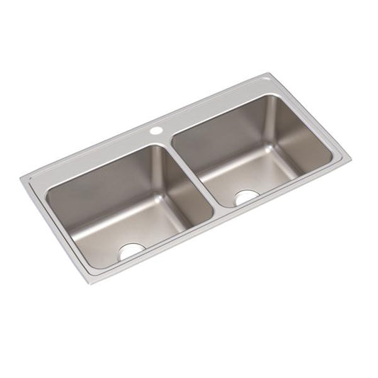 Elkay DLR432212 Lustertone® Classic Stainless Steel 43" x 22" x 12-1/8" Equal Double Bowl Drop-in Sink