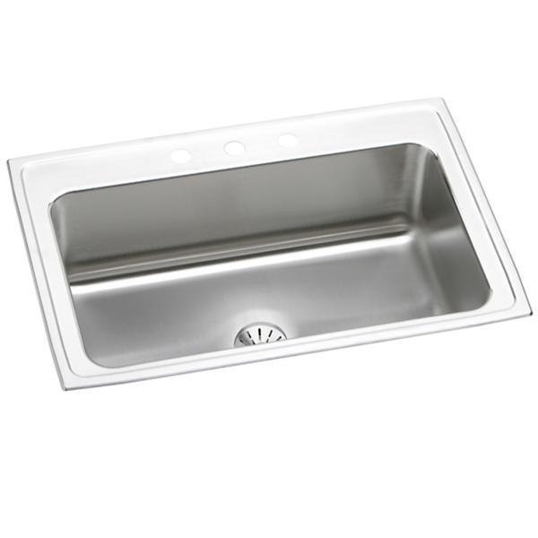 Elkay DLRS332210PD Lustertone® Classic Stainless Steel 33" x 22" x 10" Single Bowl Drop-in Sink with Perfect Drain®