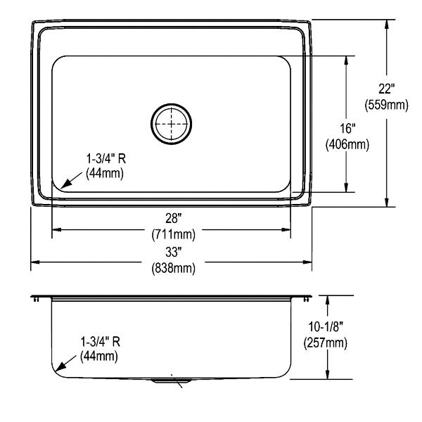Elkay DLRS332210PD Lustertone® Classic Stainless Steel 33" x 22" x 10" Single Bowl Drop-in Sink with Perfect Drain®