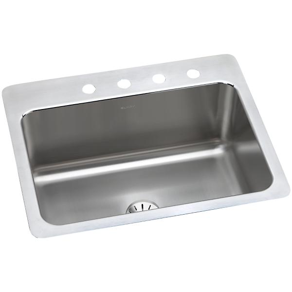 Elkay DLSR272210PD Lustertone® Classic Stainless Steel 27" x 22" x 10" Single Bowl Dual Mount Sink with Perfect Drain®