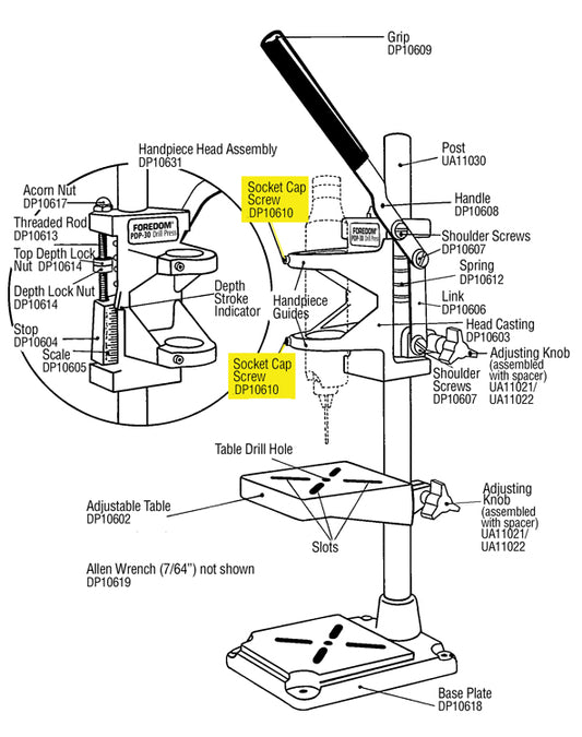 Foredom DP10610-2 Screw, Socket Head Cap, 6/32 X 7/8