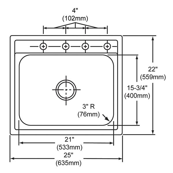 Elkay DPC1252210 Dayton® Stainless Steel 25" x 22" x 10-1/4" Single Bowl Drop-in Sink