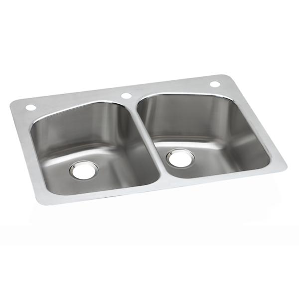 Elkay DPXSR23322 Dayton® Stainless Steel 33" x 22" x 8" Equal Double Bowl Dual Mount Sink