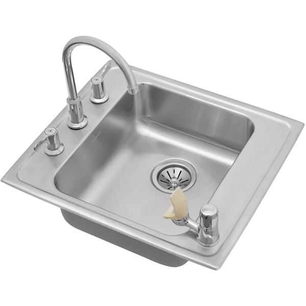 Elkay DRKADQ222055L Lustertone® Classic Stainless Steel 22" x 19-1/2" x 5-1/2" Single Bowl Drop-in Classroom ADA Sink