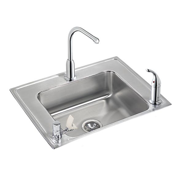 Elkay DRKAD282255LC Lustertone Classic Stainless Steel 28" x 22" x 5-1/2" Single Bowl Drop-in Classroom ADA Sink Kit