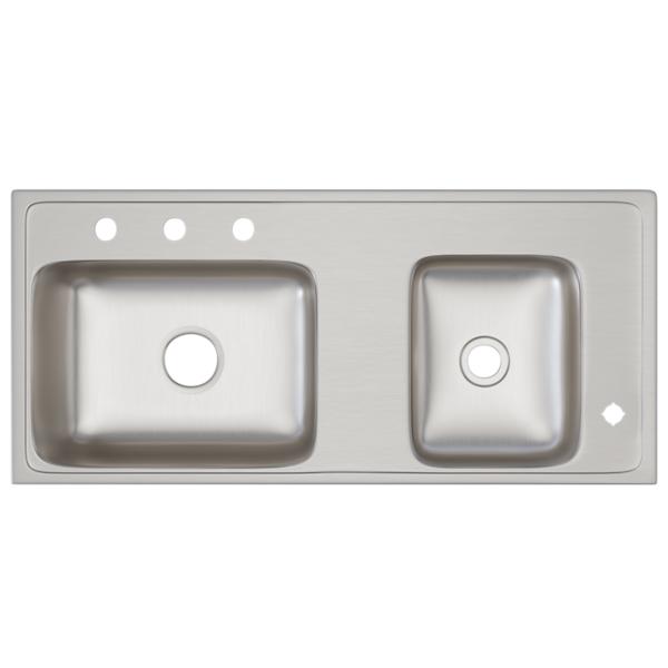 Elkay DRKAD371760R4 Lustertone® Classic Stainless Steel 37-1/4" x 17" x 6" Double Bowl Drop-in Classroom ADA Sink