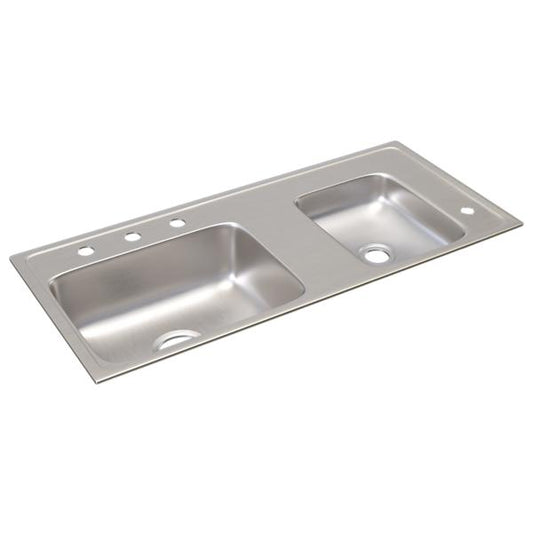 Elkay DRKAD371760R4 Lustertone® Classic Stainless Steel 37-1/4" x 17" x 6" Double Bowl Drop-in Classroom ADA Sink