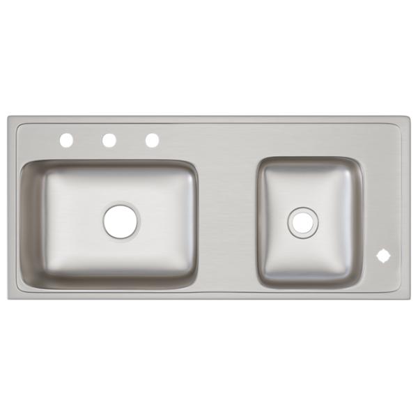Elkay DRKAD371765R4 Lustertone® Classic Stainless Steel 37-1/4" x 17" x 6-1/2" Double Bowl Drop-in Classroom ADA Sink