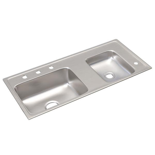 Elkay DRKAD371765R4 Lustertone® Classic Stainless Steel 37-1/4" x 17" x 6-1/2" Double Bowl Drop-in Classroom ADA Sink