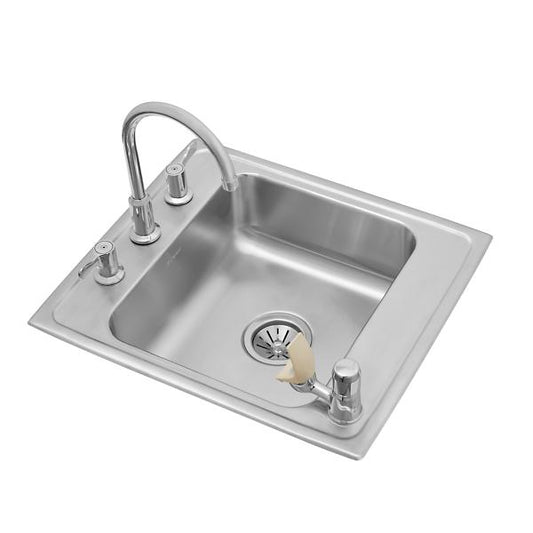 Elkay DRKR2220C Lustertone® Classic Stainless Steel 22" x 19-1/2" x 7-1/2" Single Classroom Sink + Faucet/Bubbler Kit