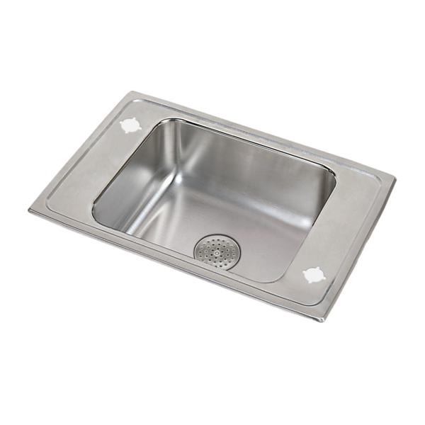 Elkay DRKR2517PD2 Lustertone® Classic Stainless Steel 25" x 17" x 7-5/8" 2-Hole Single Drop-in Classroom Sink w/Perfect Drain® Grid