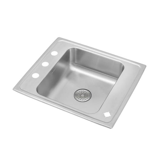 Elkay DRKR2522PD Lustertone® Classic Stainless Steel 25" x 22" x 7-5/8" Single Drop-in Classroom Sink w/Perfect Drain® Grid