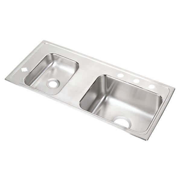 Elkay DRKAD371750L4 Lustertone® Classic Stainless Steel 37-1/4" x 17" x 5" Double Bowl Drop-in Classroom ADA Sink