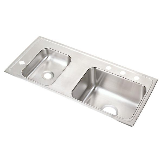 Elkay DRKR3717L4 Lustertone® Classic Stainless Steel 37-1/4" x 17" x 7-5/8" Double Bowl Drop-in Classroom Sink
