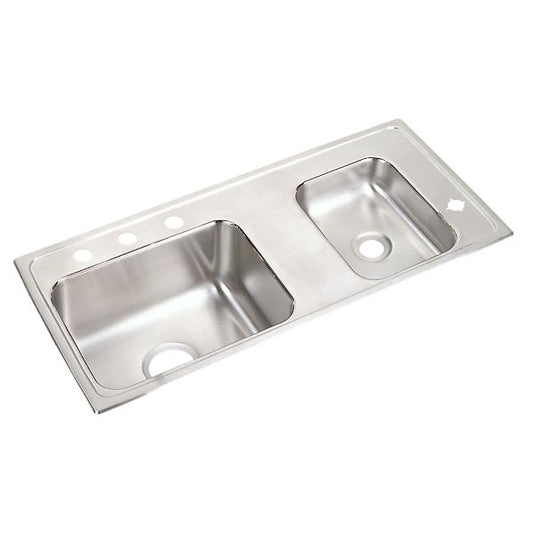 Elkay DRKR3717R4 Lustertone® Classic Stainless Steel 37-1/4" x 17" x 7-5/8" Double Bowl Drop-in Classroom Sink