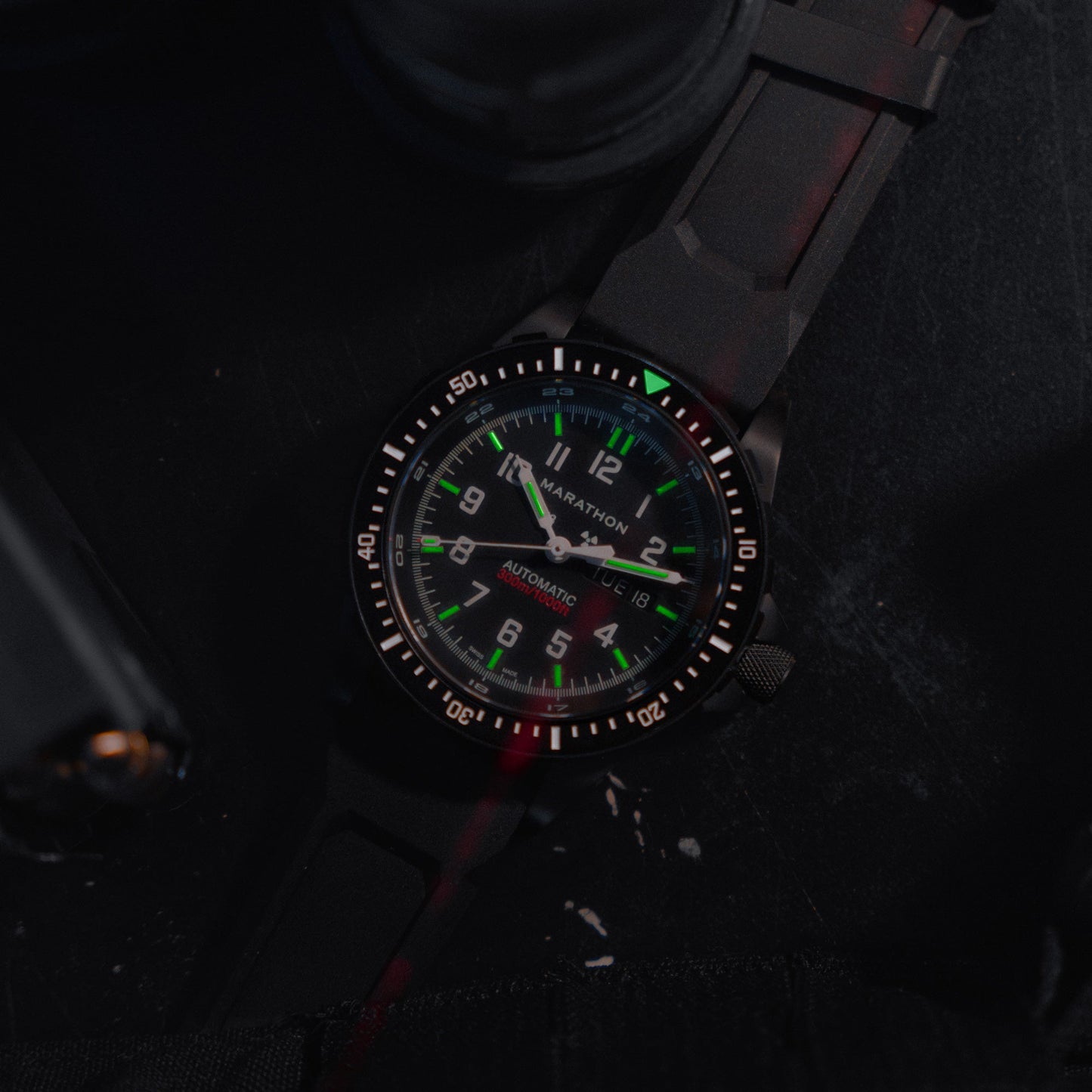 Marathon WW194021BK-0130 GSAR, 46mm, Jumbo Anthracite on Rubber Strap, SW220 Movement with Day/Date