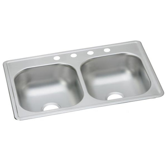 Elkay DSE23319 Dayton® Stainless Steel 33" x 19" x 8" Equal Double Bowl Drop-in Sink