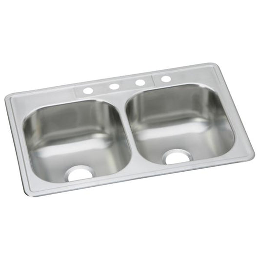 Elkay DSEW4023322 Dayton® Stainless Steel 33" x 22" x 8-1/16" Equal Double Bowl Drop-in Sink (40 Pack)