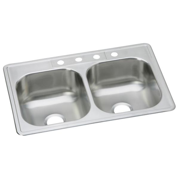 Elkay DSE23321 Dayton® Stainless Steel 33" x 21-1/4" x 8-1/16" Equal Double Bowl Drop-in Sink