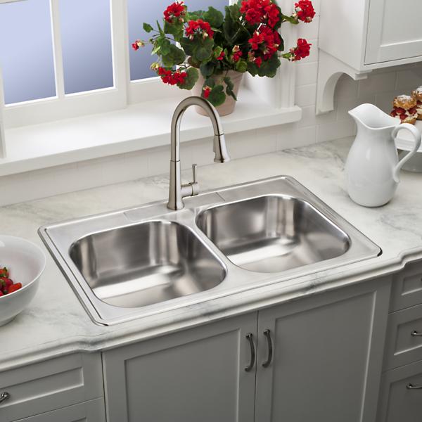 Elkay DSE23322 Dayton® Stainless Steel 33" x 22" x 8-1/16" Equal Double Bowl Drop-in Sink