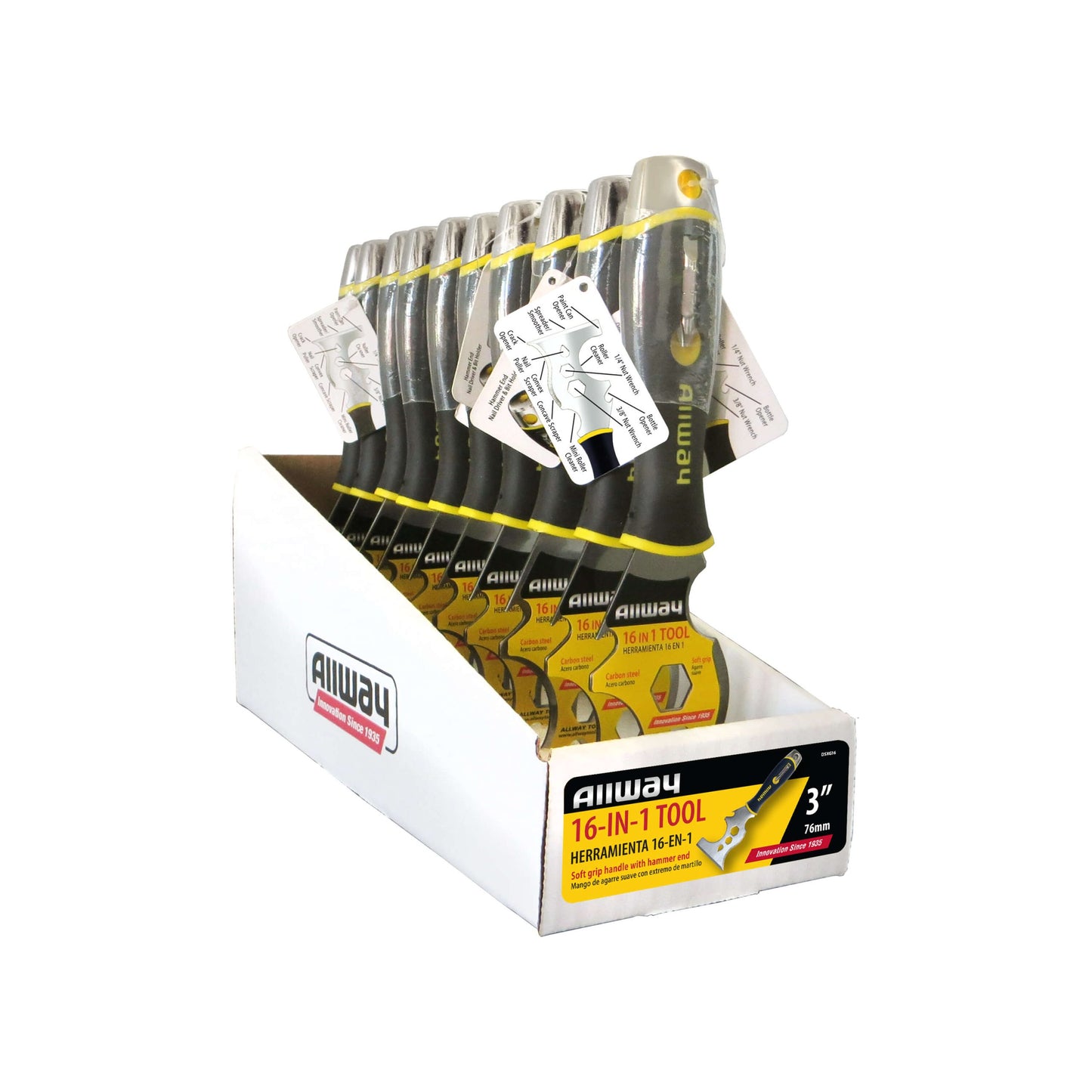 Allway DSXG16-DSP 10-Piece 16-in-1 Soft Grip Painter’s Multi Tool Display